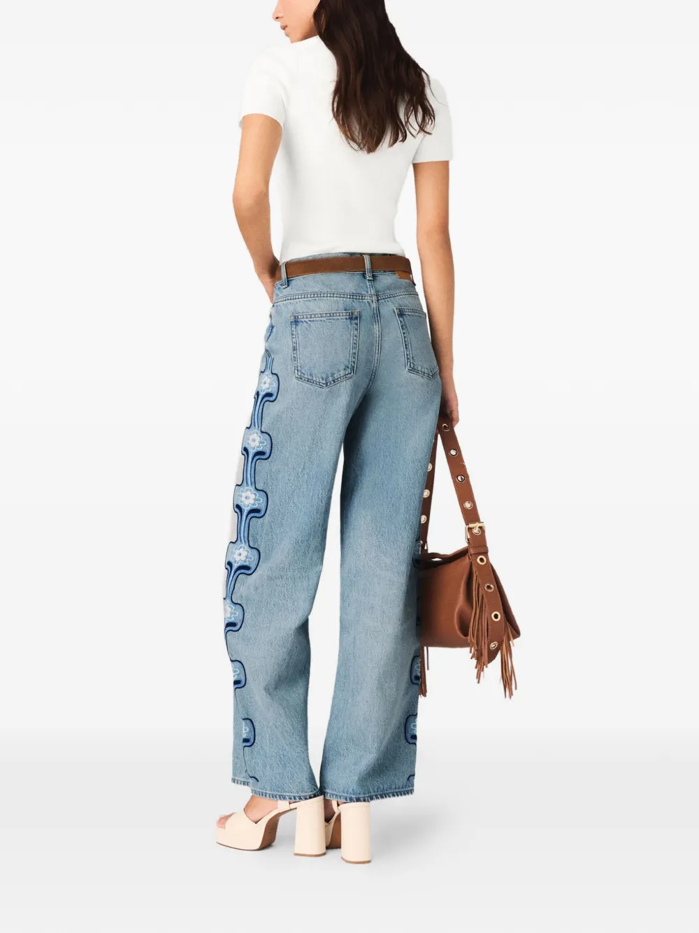 Maje Straight jeans met patroon Blauw