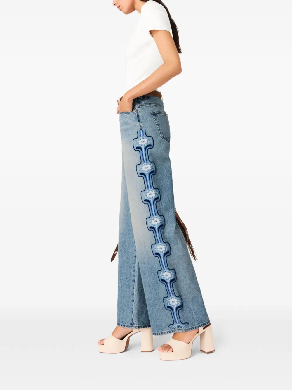 Maje Straight jeans met patroon Blauw