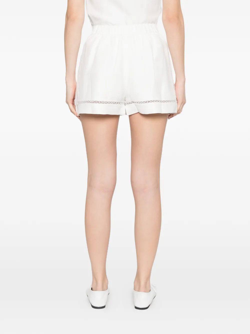 Maje Shorts met afwerking van kant Wit