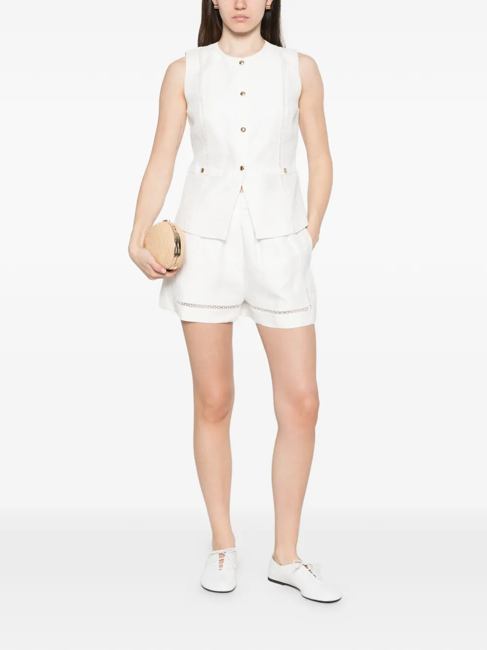 Maje Shorts met afwerking van kant Wit