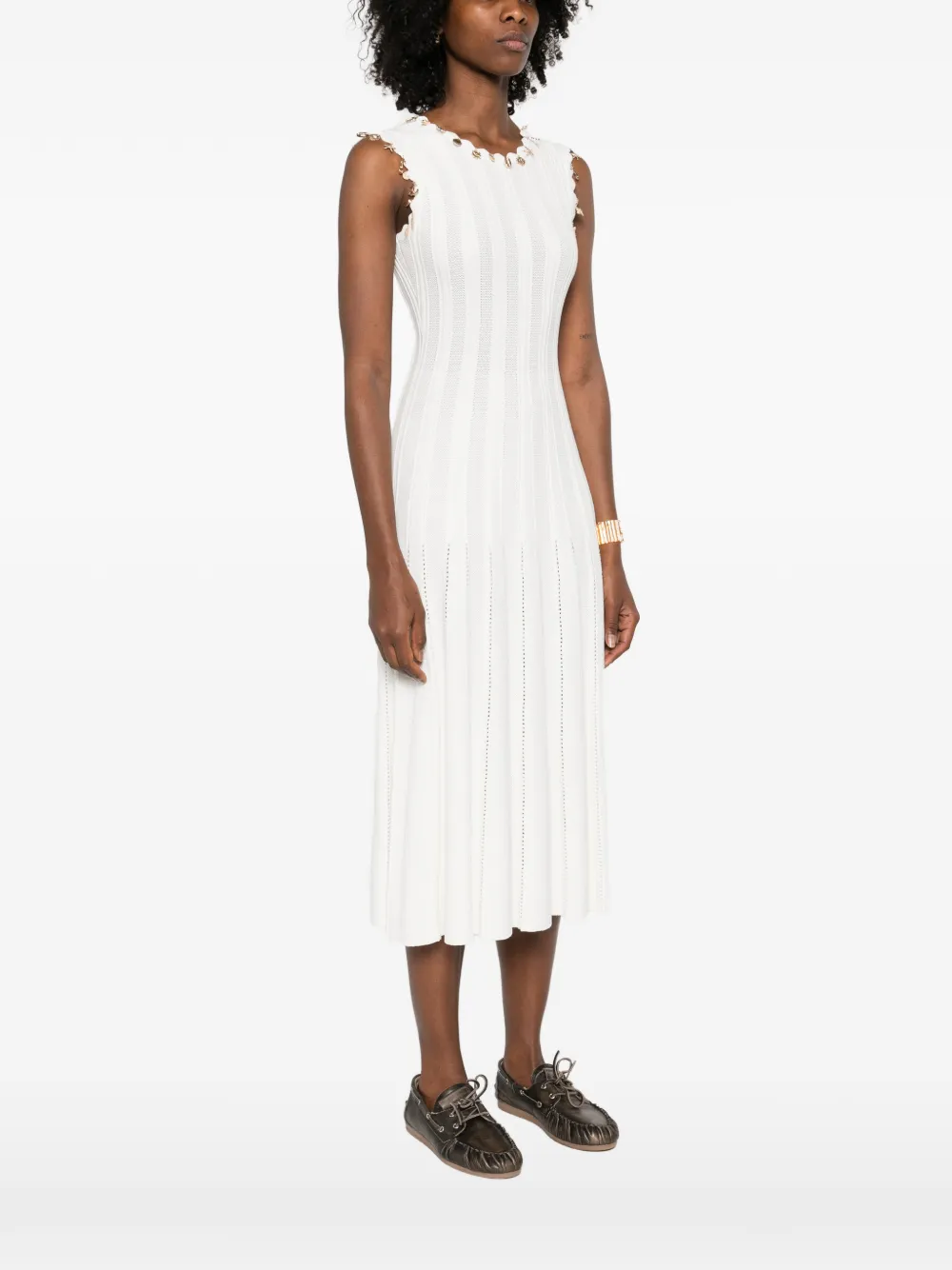  Maje Embellished Knitted Midi Dress - White 