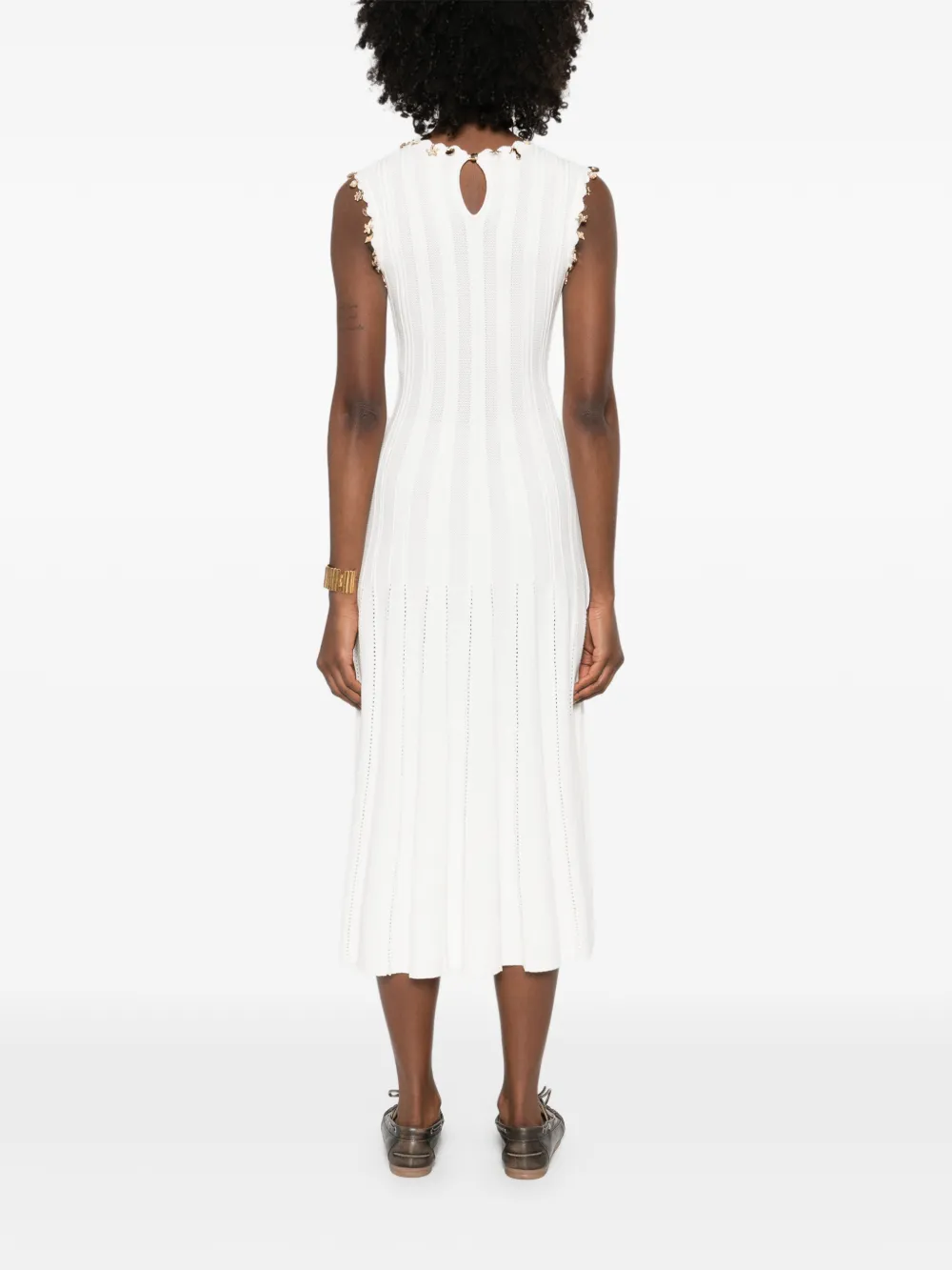 Maje Gebreide verfraaide midi-jurk Wit