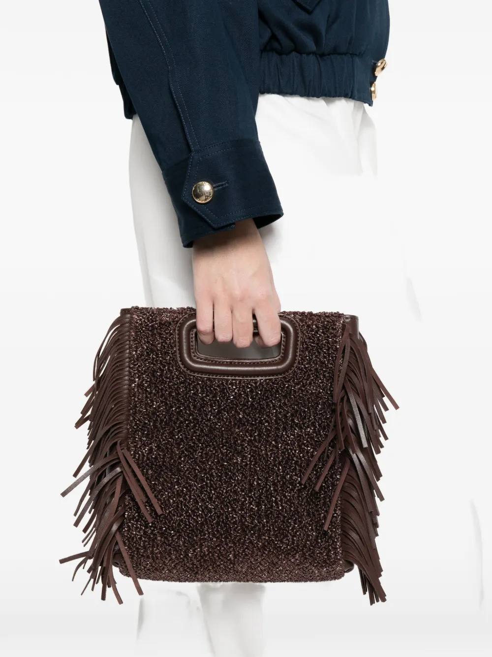 Maje M shopper met franje en handvat Bruin