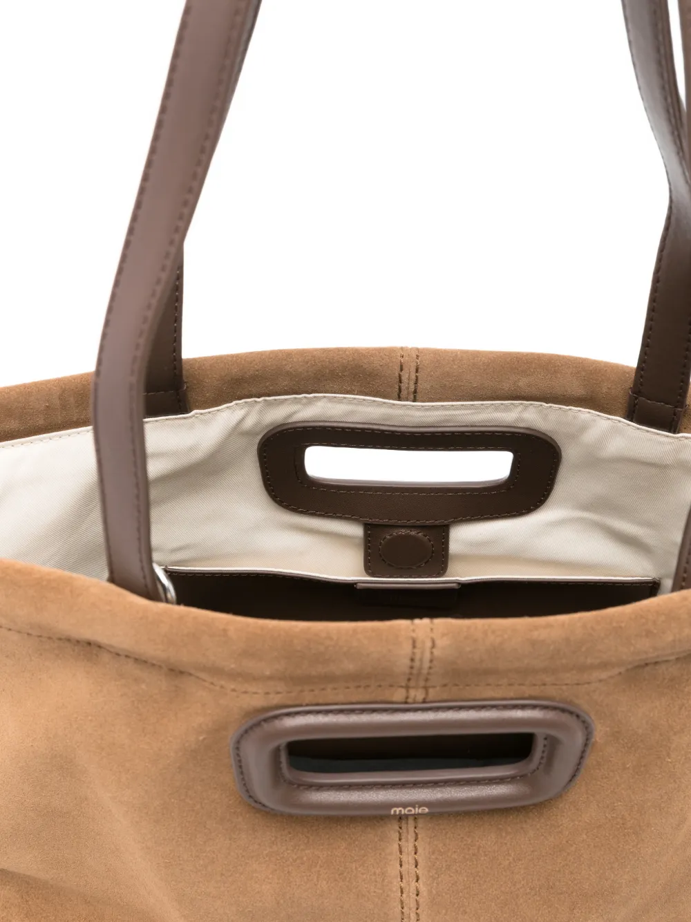 Maje Milpli leren en suède shopper Bruin