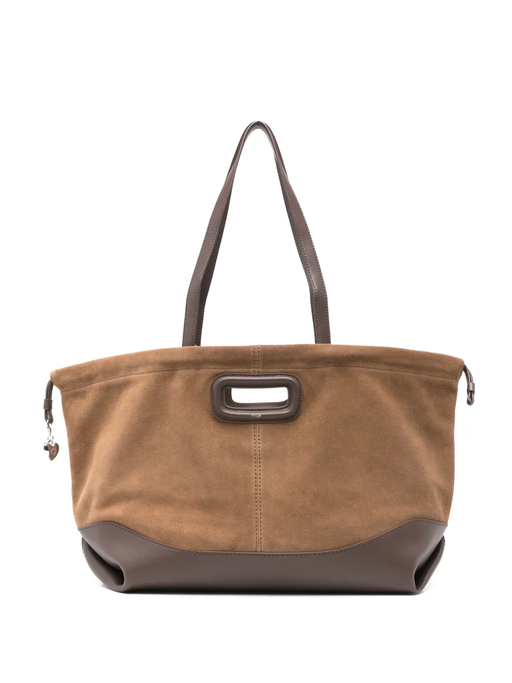 Maje Heart Charm Shoulder Bag In Brown