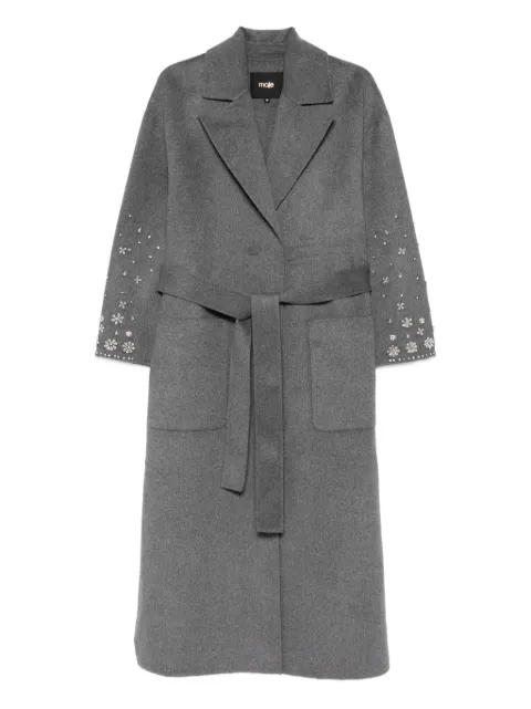 Maje embellished-belted single-breasted coat