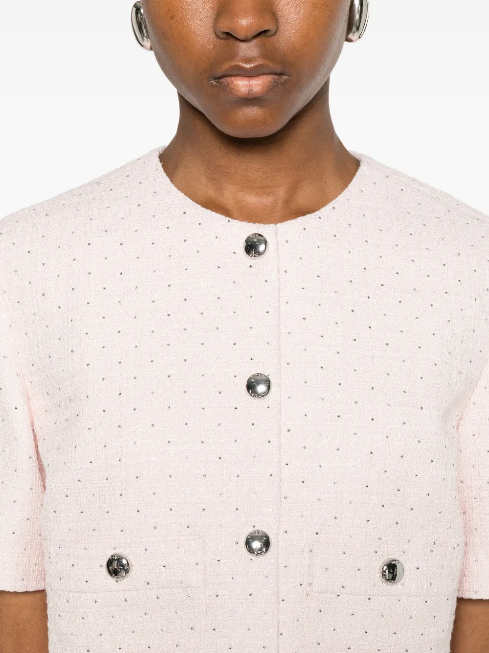 Maje Tweed jack met pailletten Roze