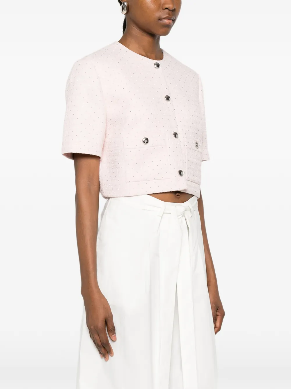 Maje Tweed jack met pailletten Roze