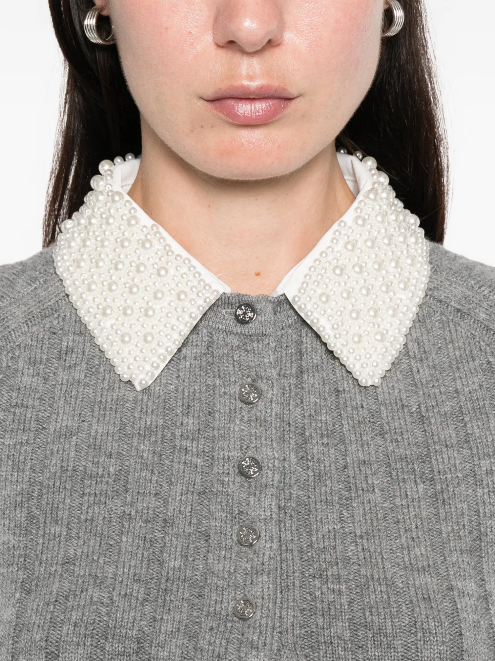 Maje Sweater met afneembare kraag Grijs