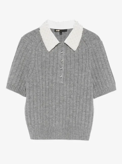 Maje removable beaded collar sweater