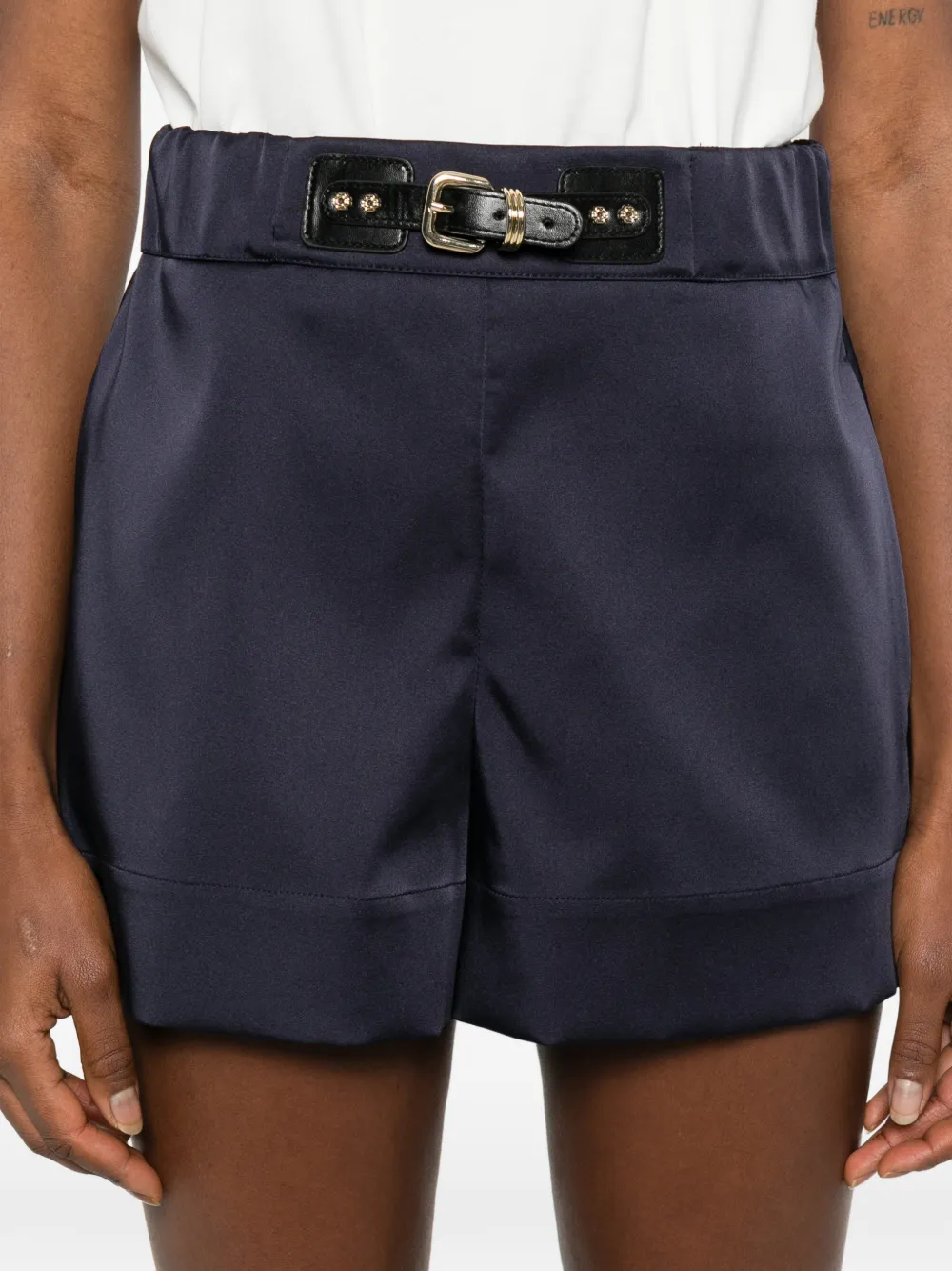 Maje Shorts met satijnen effect Blauw