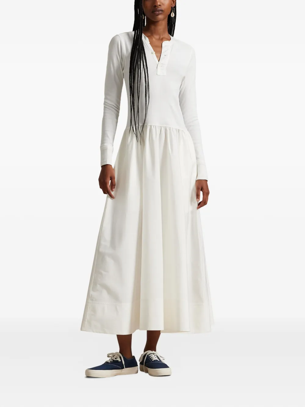Polo Ralph Lauren Henley maxi-jurk Wit