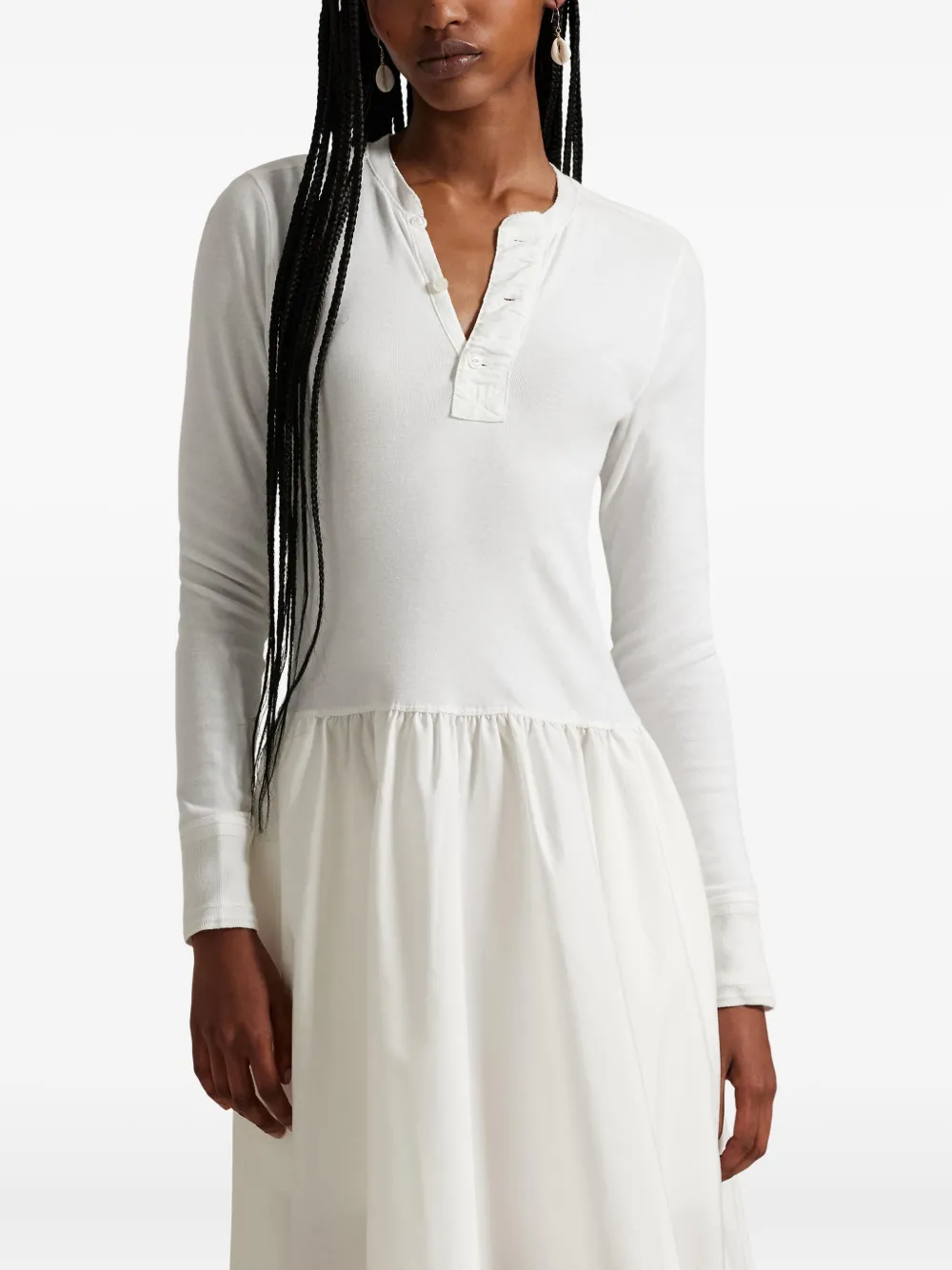 Polo Ralph Lauren Henley maxi-jurk Wit