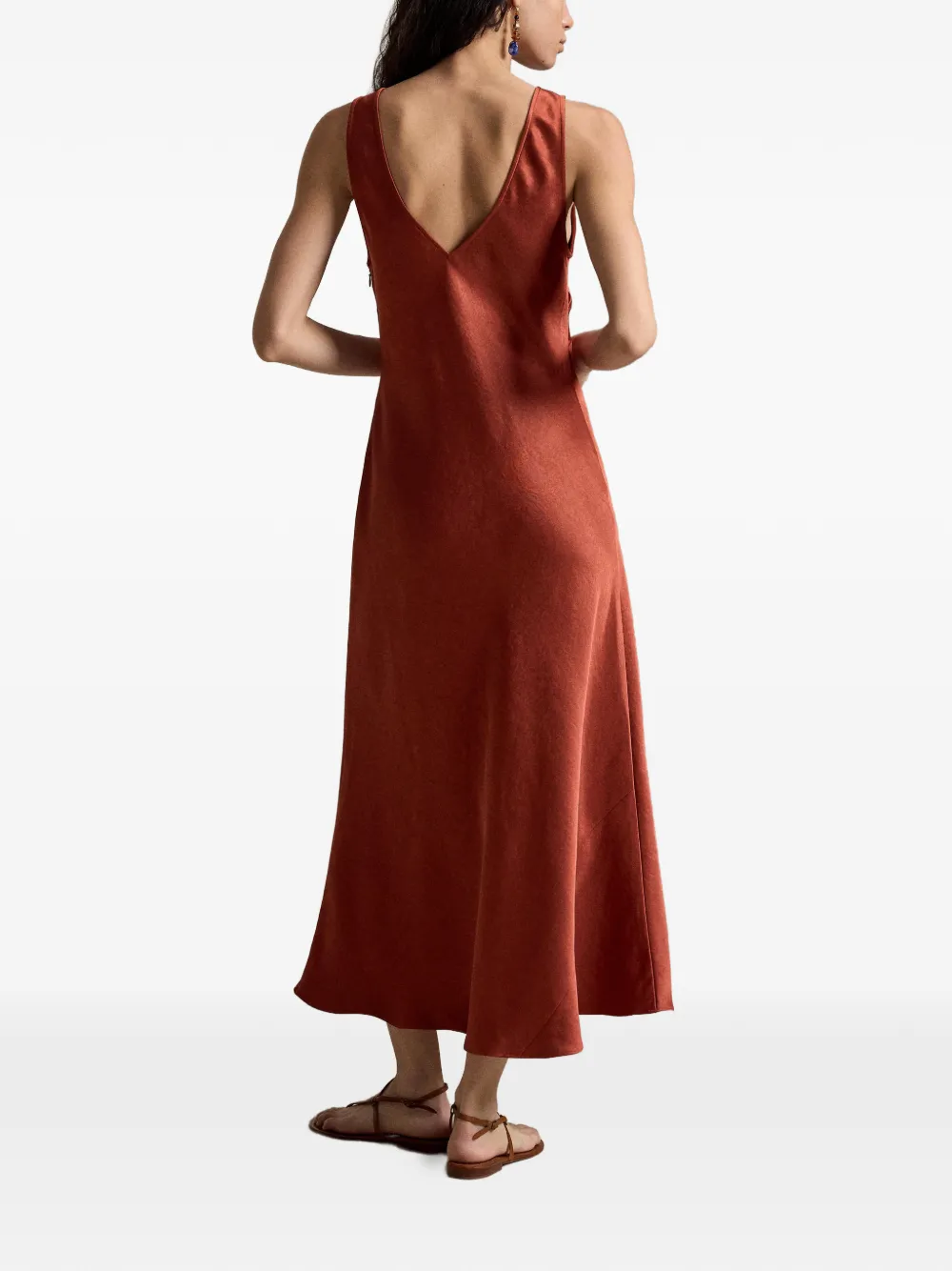 Polo Ralph Lauren Midi-jurk met V-hals Bruin
