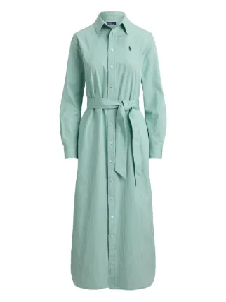 polo ralph lauren green dress Striped Belted Midi | Quick Delivery