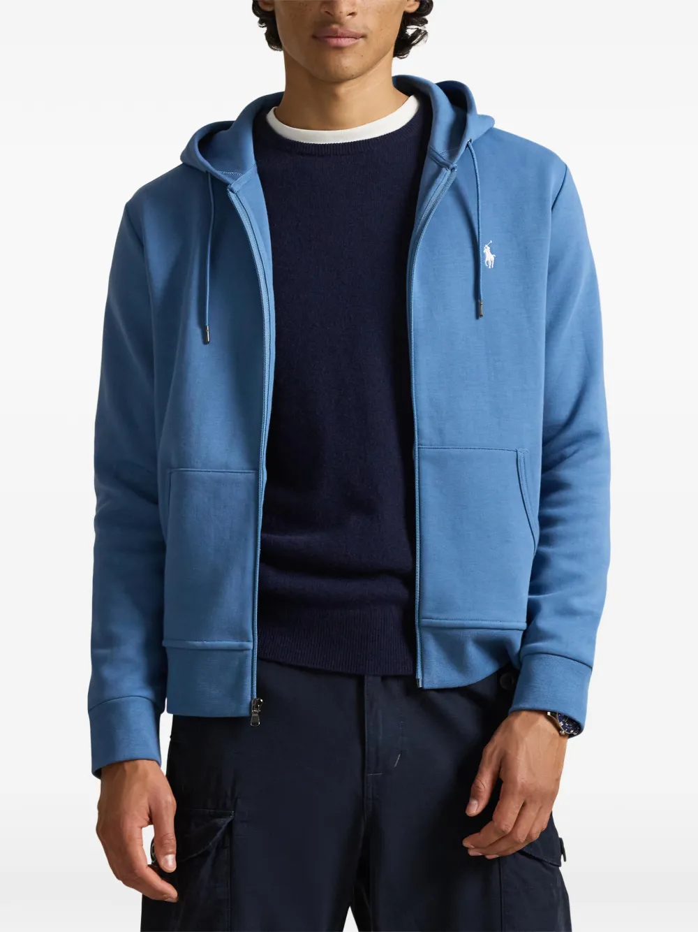 full-zip logo-embroidery Hoodie