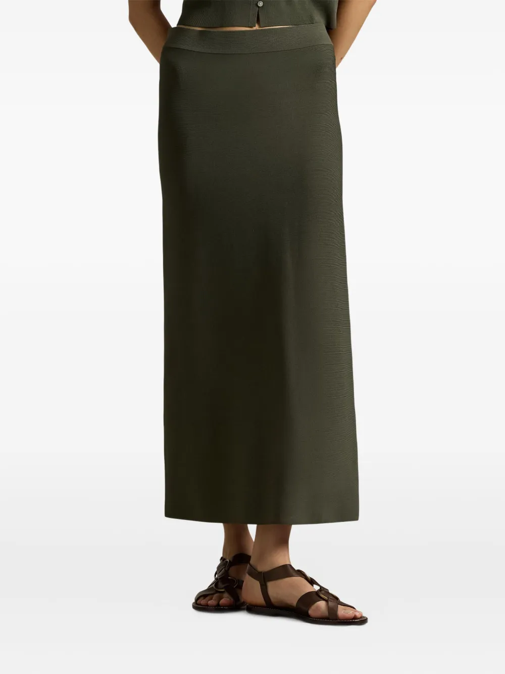 Polo Ralph Lauren Geribbelde midi-rok Groen