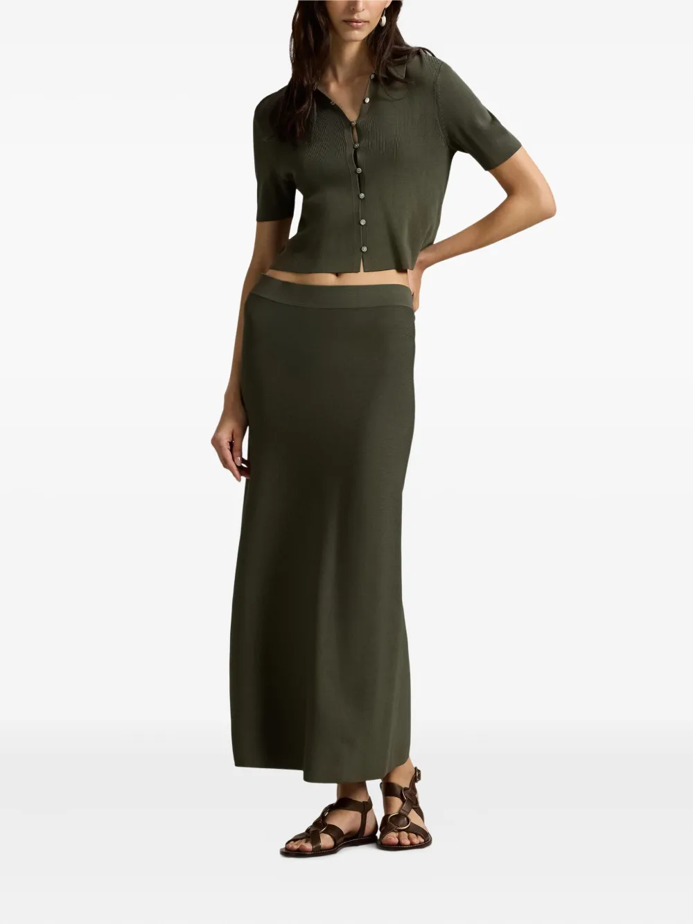 Polo Ralph Lauren Geribbelde midi-rok Groen