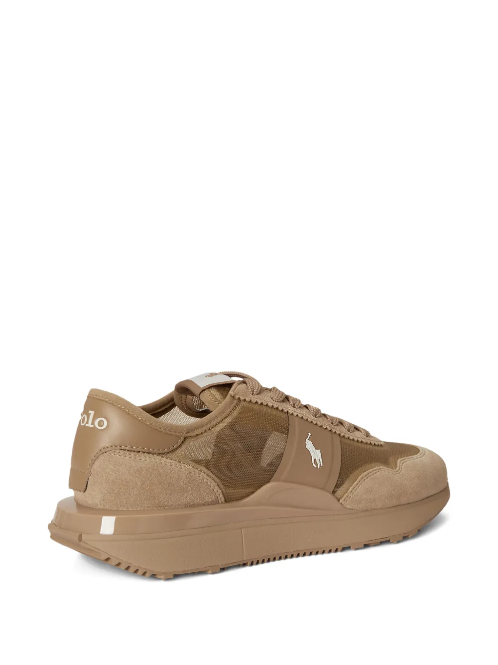 Polo Ralph Lauren Train 89 suède sneakers met mesh Bruin