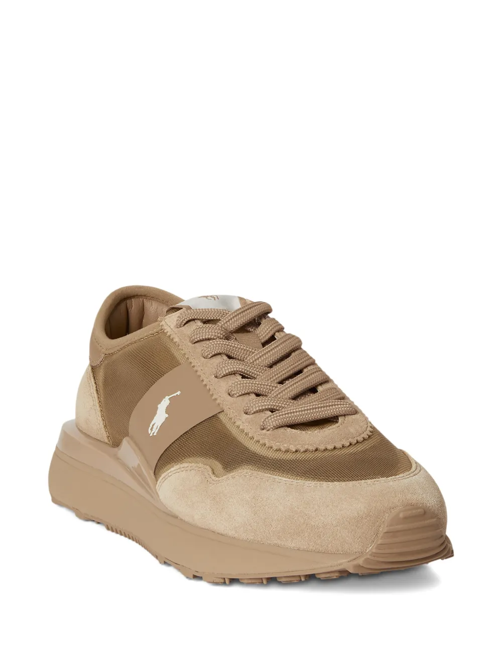 Polo Ralph Lauren Train 89 suède sneakers met mesh Bruin