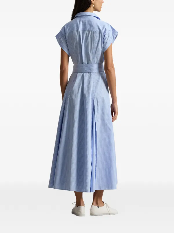 Polo Ralph Lauren Striped A-line Midi Shirt Dress | Blue | FARFETCH