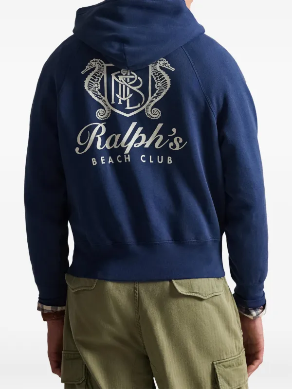 メンズウェア Polo Ralph Lauren Ralph's Beach Club Polo Ralph Lauren logo-print Hoodie | Blue | FARFETCH