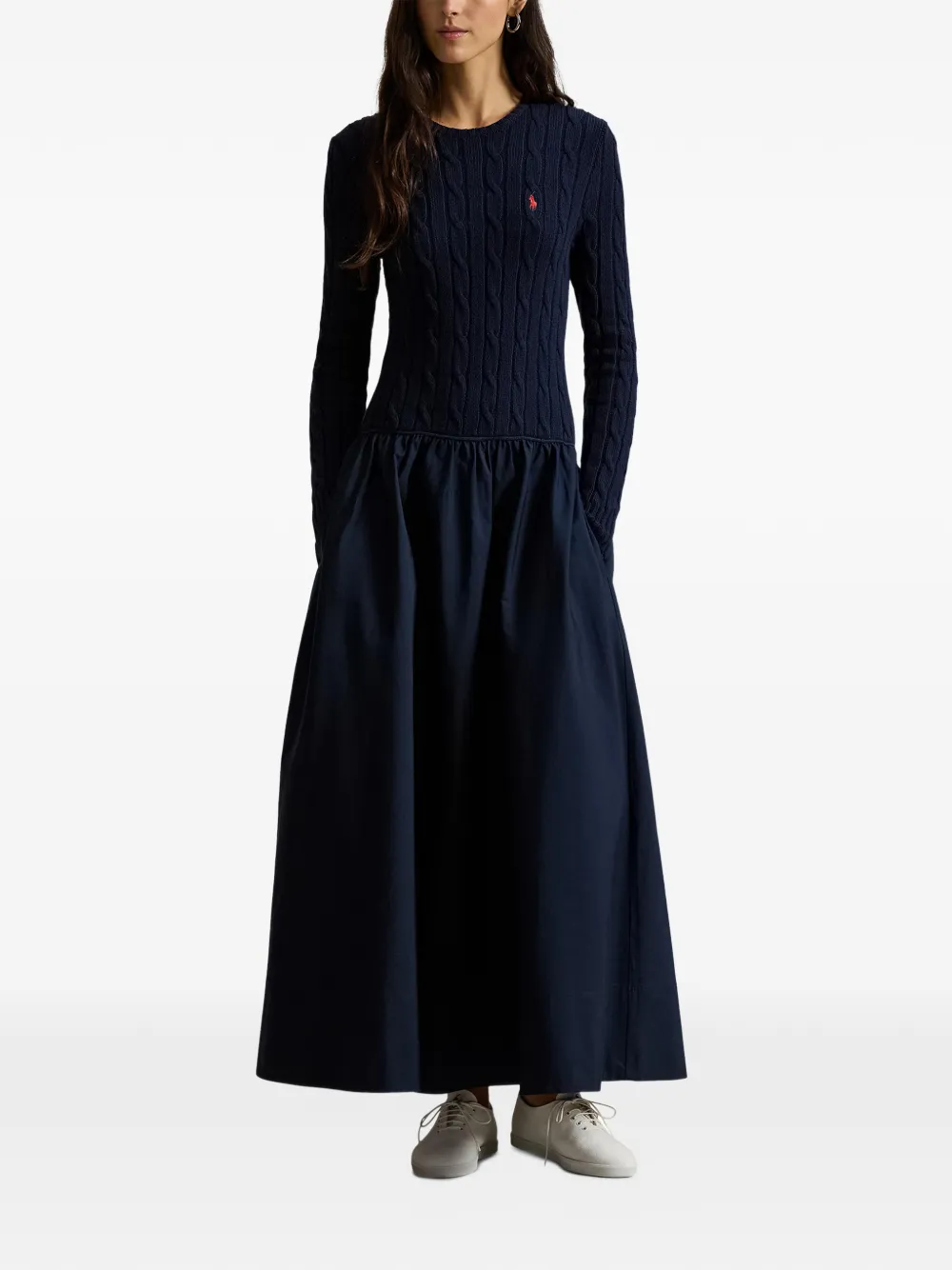 Polo Ralph Lauren Kabelgebreide maxi-jurk Blauw