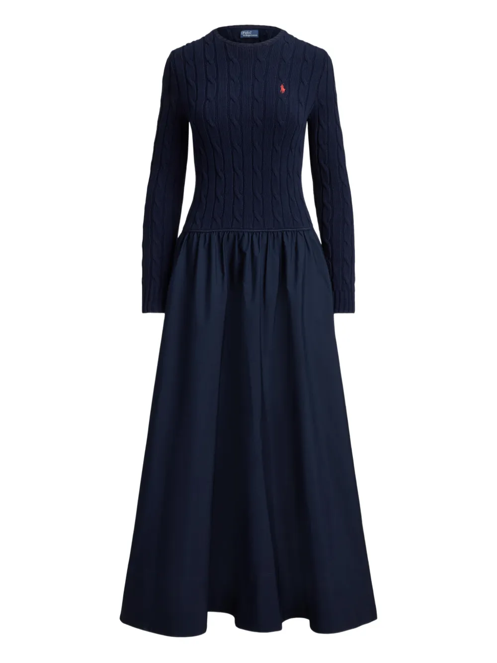 Polo Ralph Lauren Abito lungo in maglia a trecce - Blu