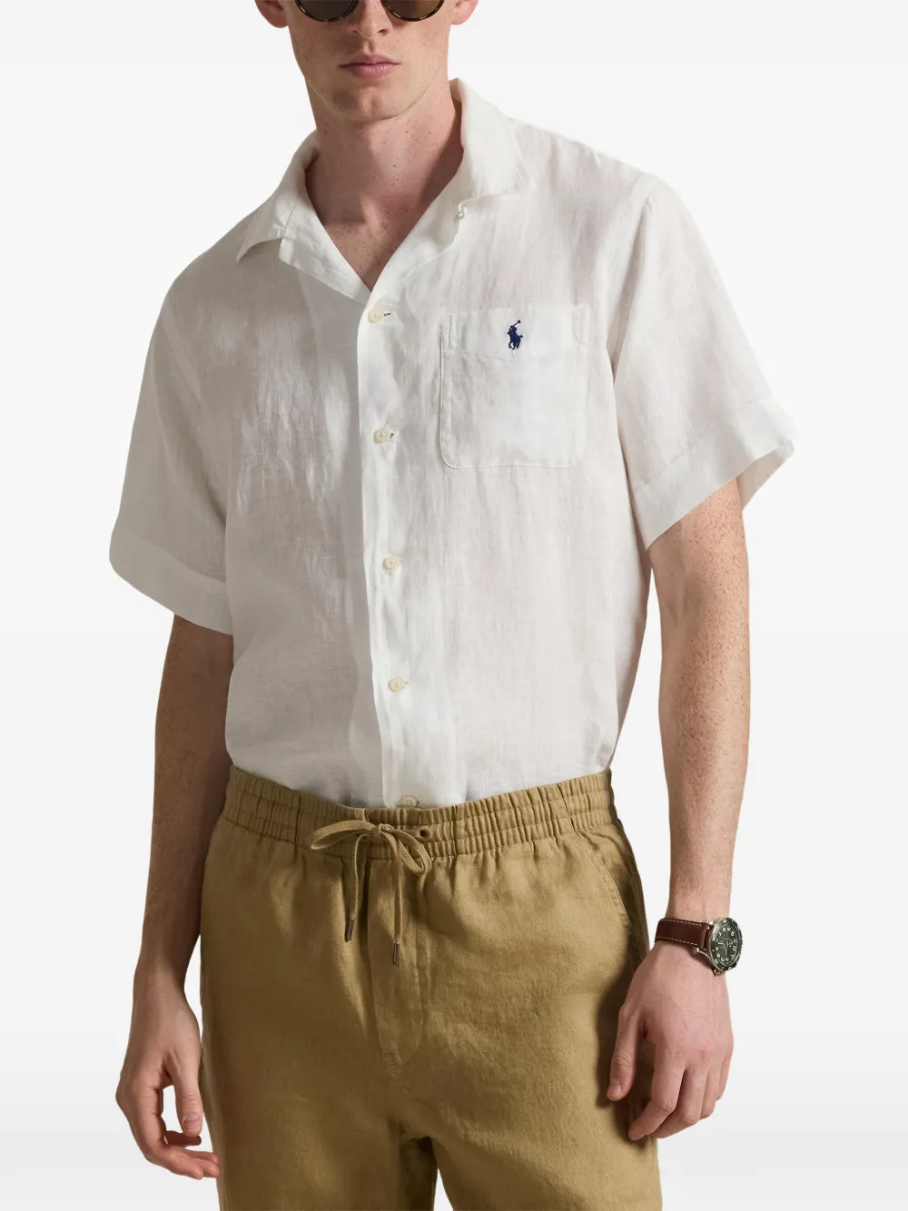 Polo Ralph Lauren Overhemd met geborduurd pony en korte mouwen Wit