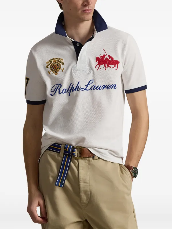 Polo Ralph Lauren embroidered-crest Mesh Polo Shirt | White | FARFETCH