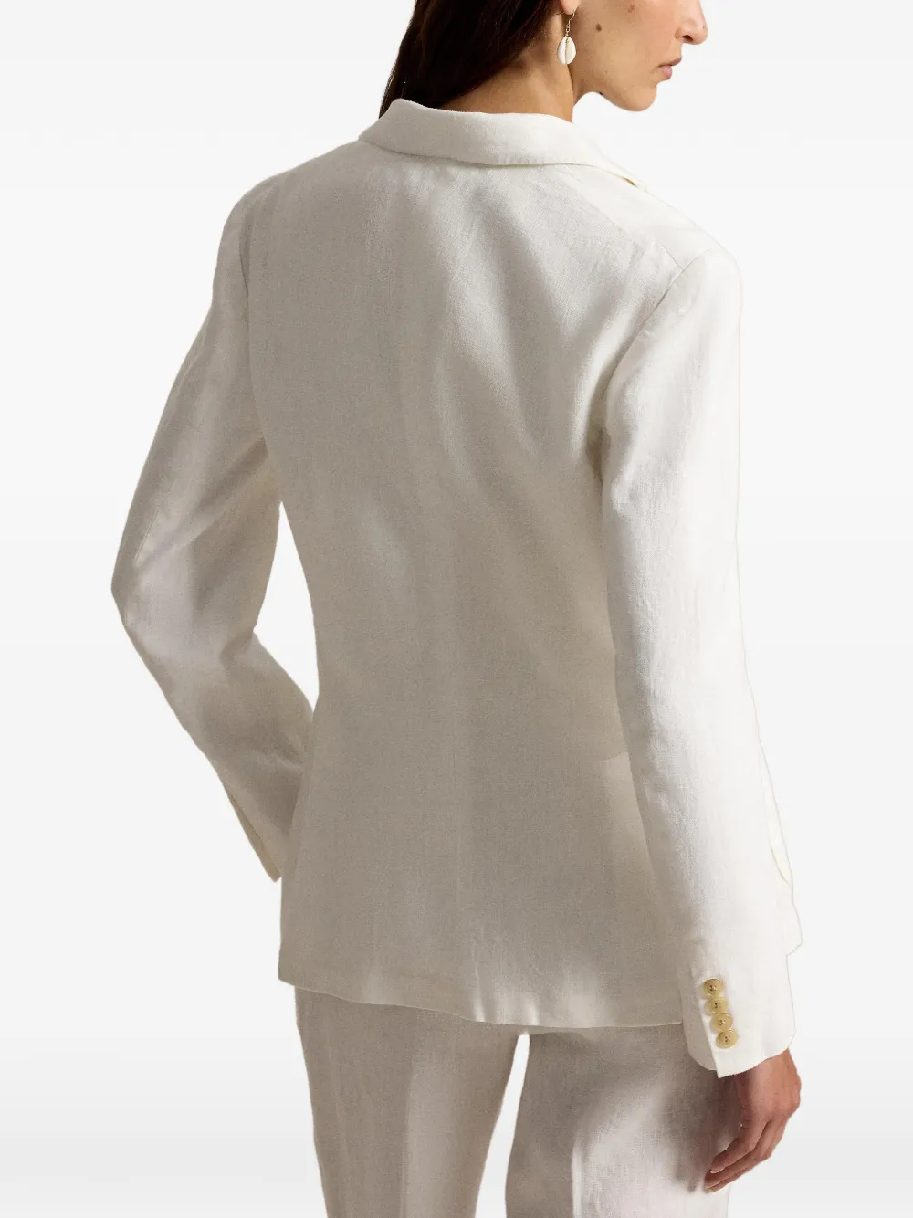 Polo Ralph Lauren Linnen blazer met zak en knoop Wit