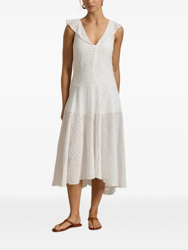ralph lauren white midi dress White Rib Crew Neck Dress
