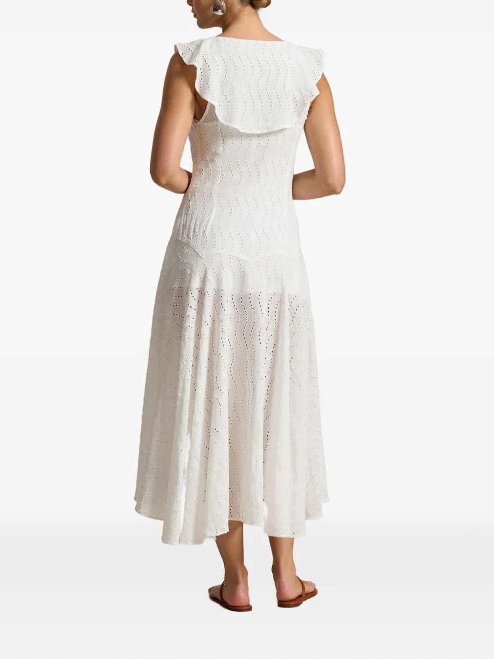 Polo Ralph Lauren Midi-jurk met V-hals Wit