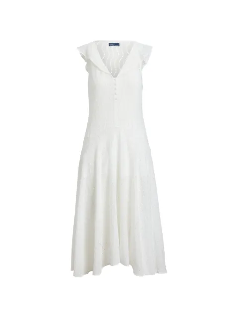 Polo Ralph Lauren vestido midi con volantes y cuello en V