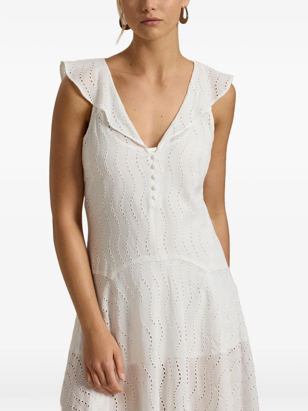 Polo Ralph Lauren Midi-jurk met V-hals Wit
