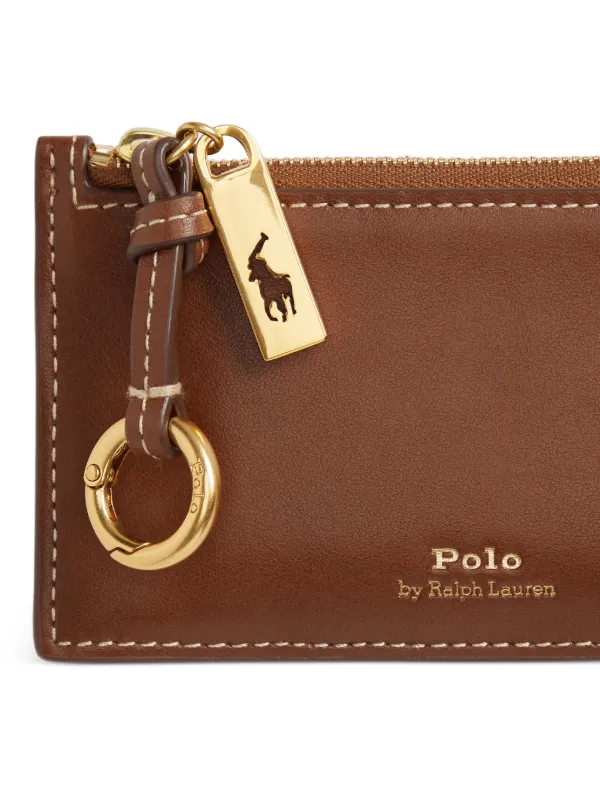 Polo Ralph Lauren Polo ID Leather Zip Card Wallet | Brown | FARFETCH