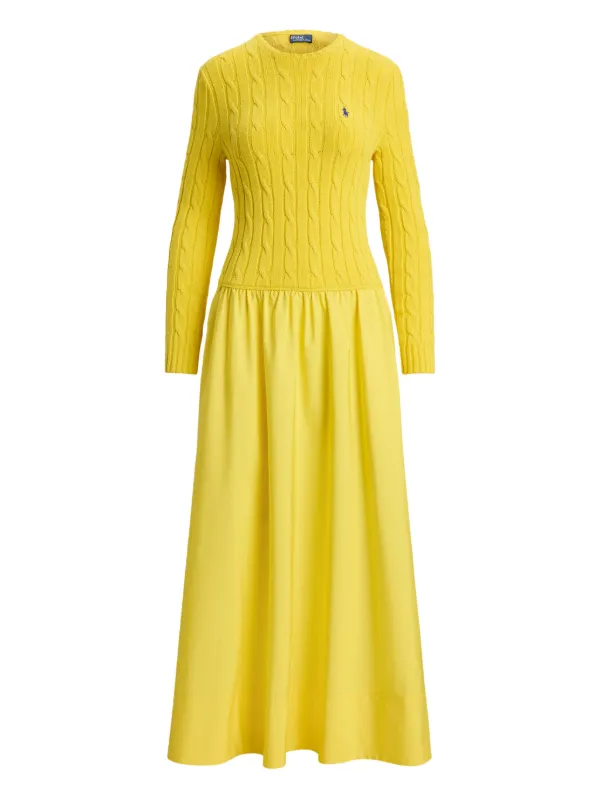 Polo Ralph Lauren cable-knit Cotton Dress | Yellow | FARFETCH
