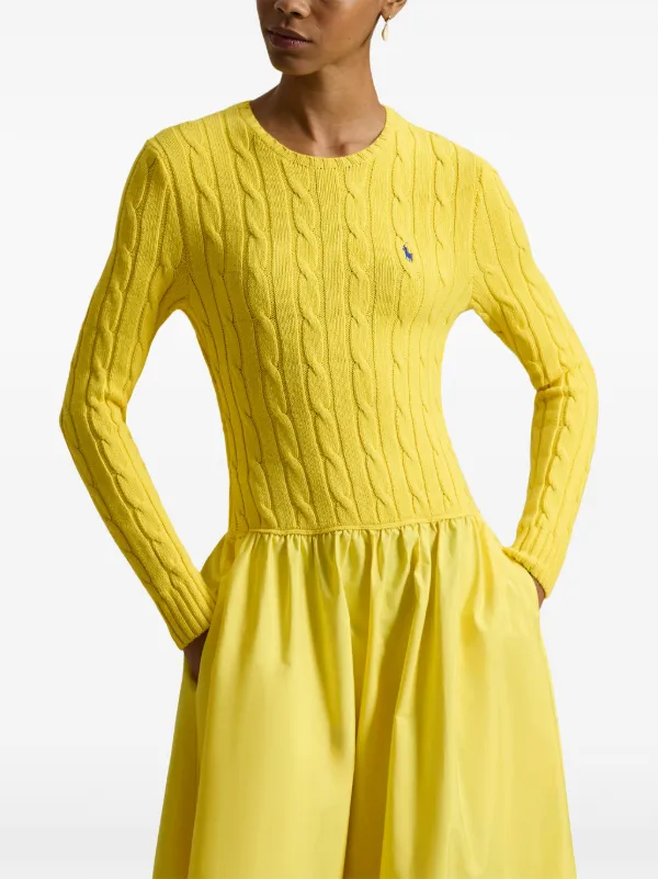 Polo Ralph Lauren cable-knit Cotton Dress | Yellow | FARFETCH Polo Ralph Lauren cable-knit Cotton Dress | Yellow | FARFETCH