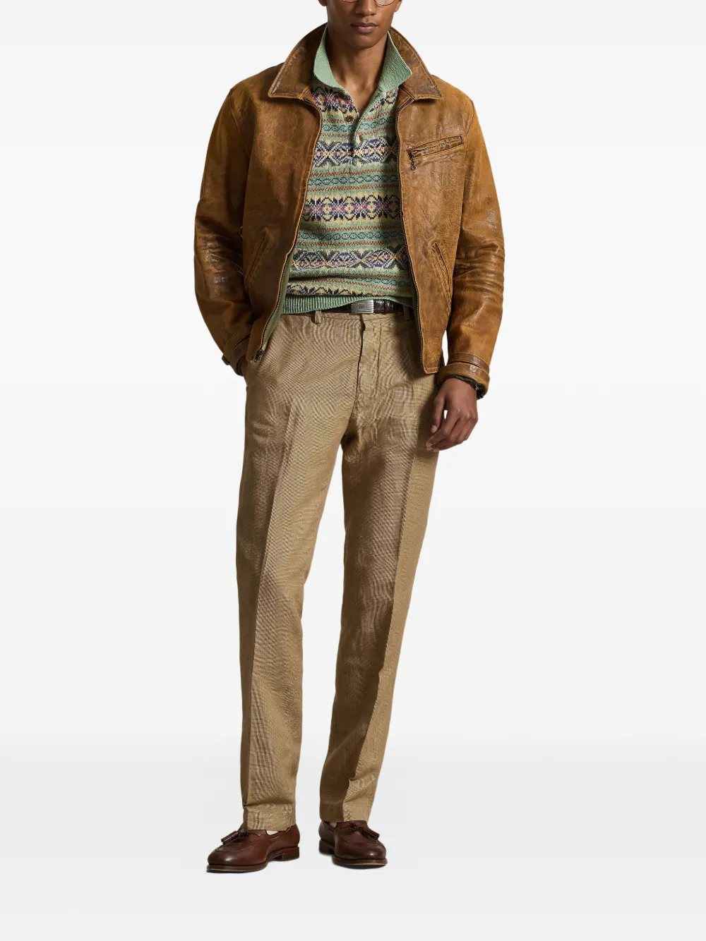 Polo Ralph Lauren Manhasset chino met pied-de-poule print Bruin