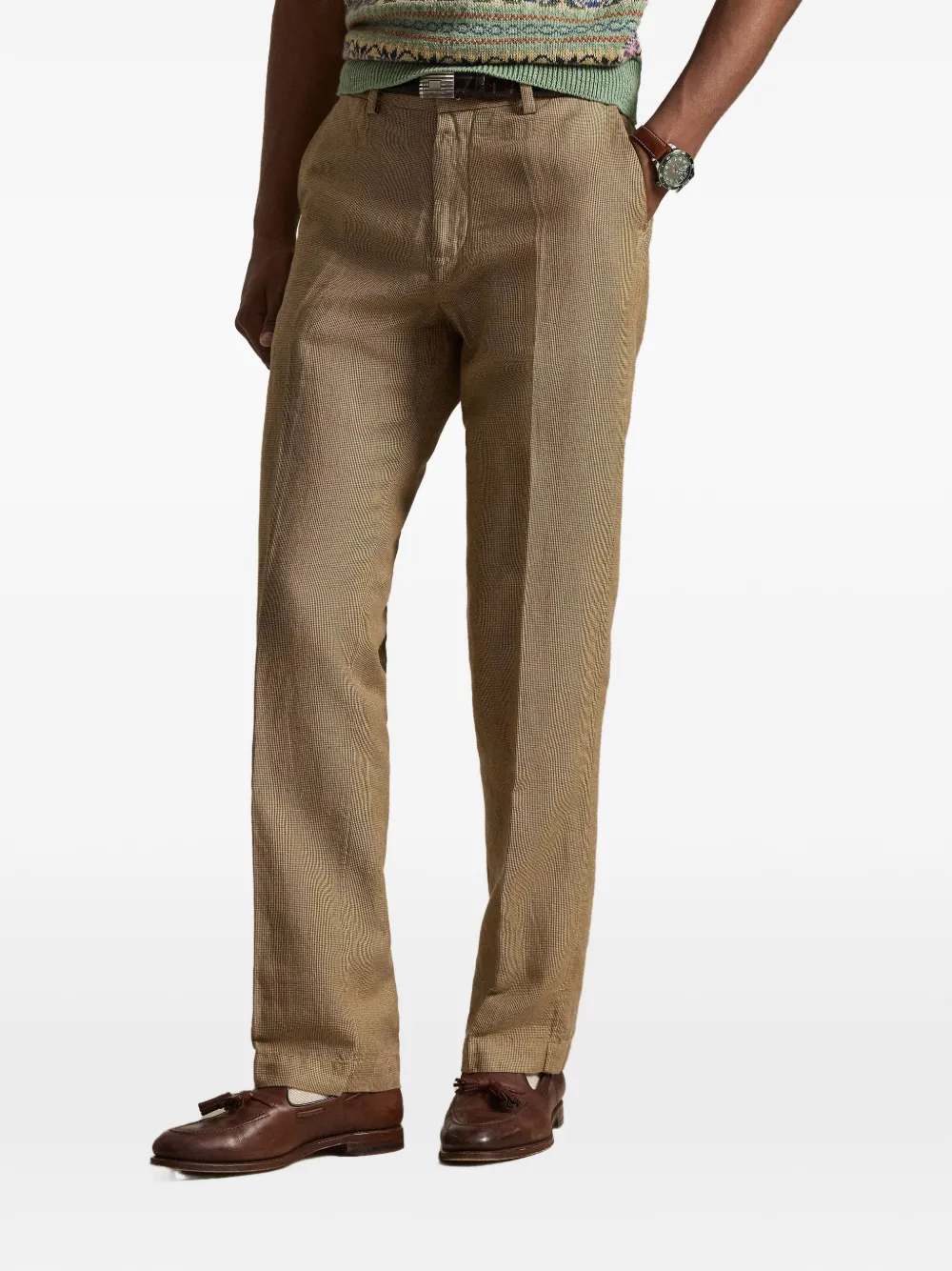 Polo Ralph Lauren Manhasset chino met pied-de-poule print Bruin