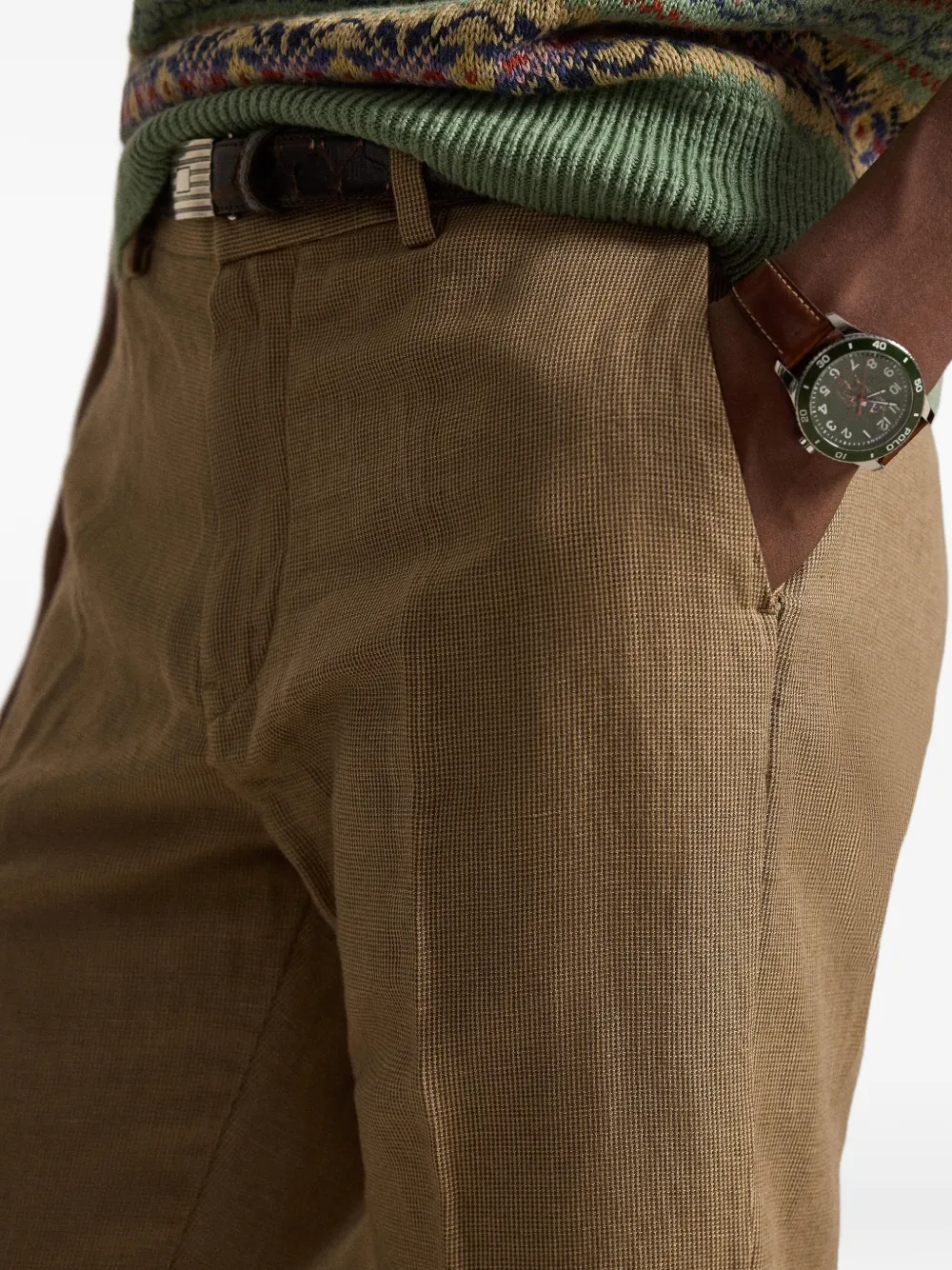 Polo Ralph Lauren Manhasset chino met pied-de-poule print Bruin