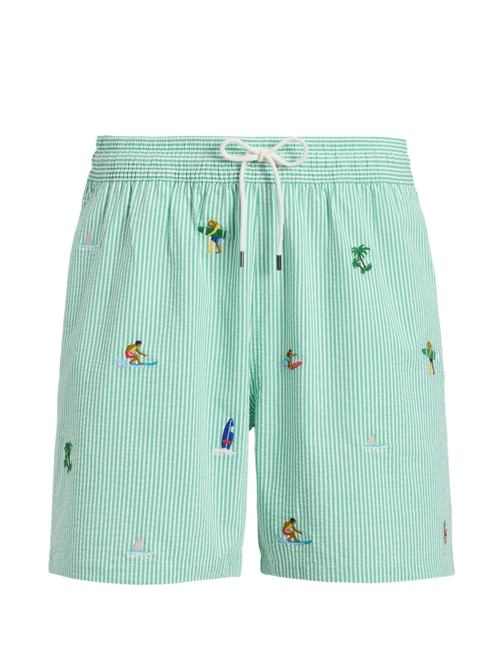 Polo Ralph Lauren embroidered striped-pattern swim shorts - Verde