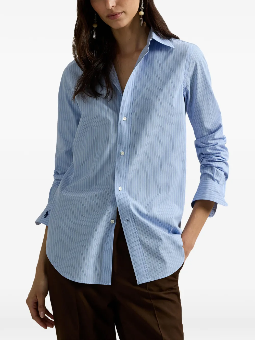 Polo Ralph Lauren Katoenen button-down blouse met borduurwerk Blauw