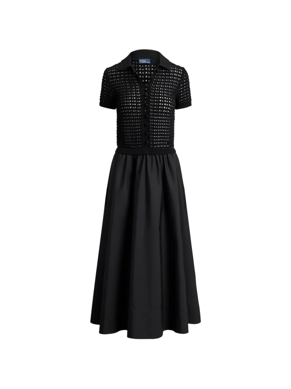 Polo Ralph Lauren crochet-knit flared midi dress - Nero