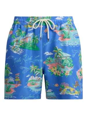 Polo Ralph Lauren graphic-print Swim Shorts | Blue | FARFETCH