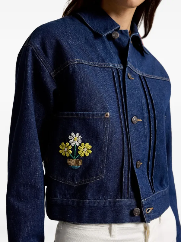 Polo Ralph Lauren bead-embellished Denim Jacket | Blue | FARFETCH JO