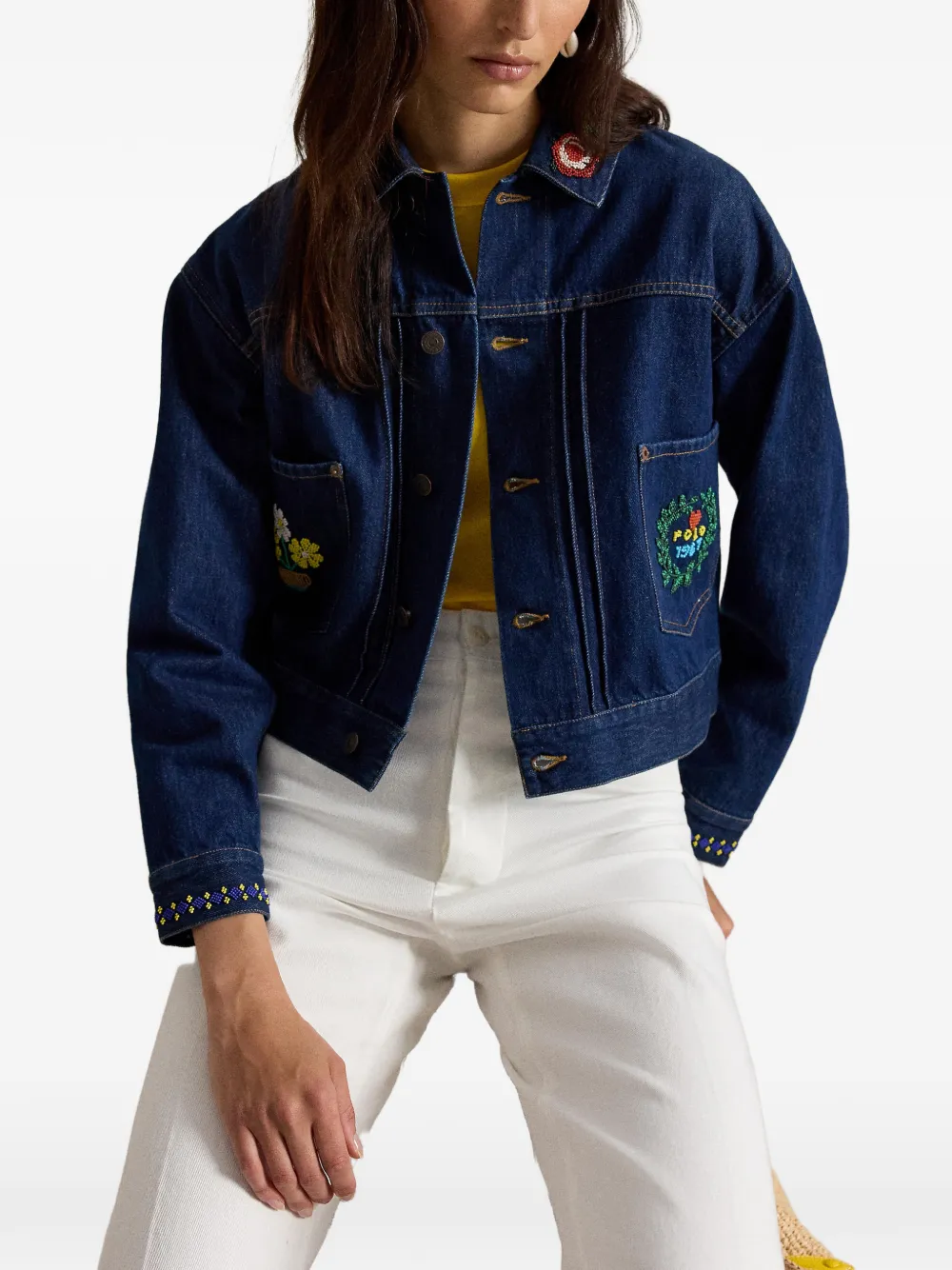 Polo Ralph Lauren bead-embellished Denim Jacket | Blue | FARFETCH