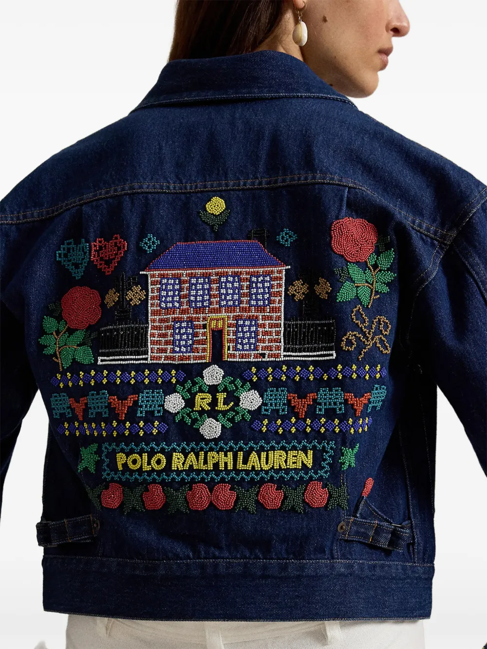 Polo Ralph Lauren Denim jack verfraaid met kralen Blauw