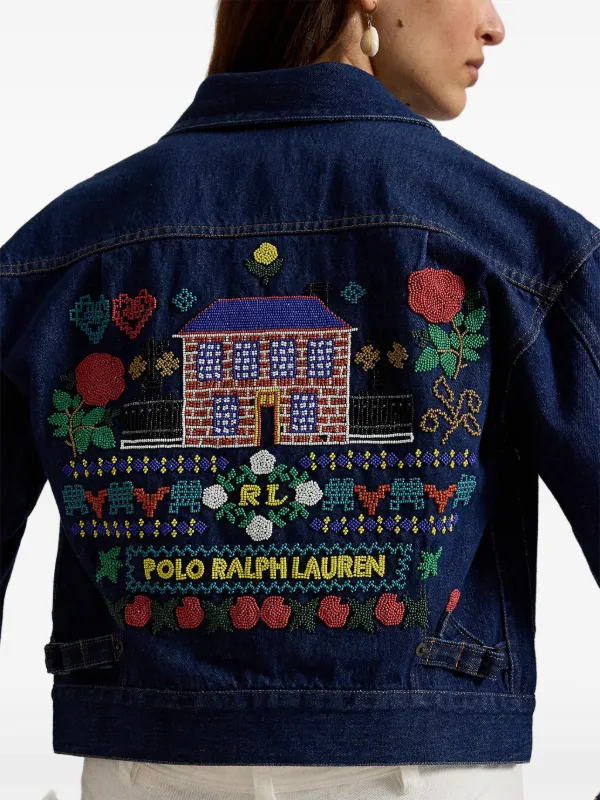 Polo Ralph Lauren bead-embellished Denim Jacket | Blue | FARFETCH JO