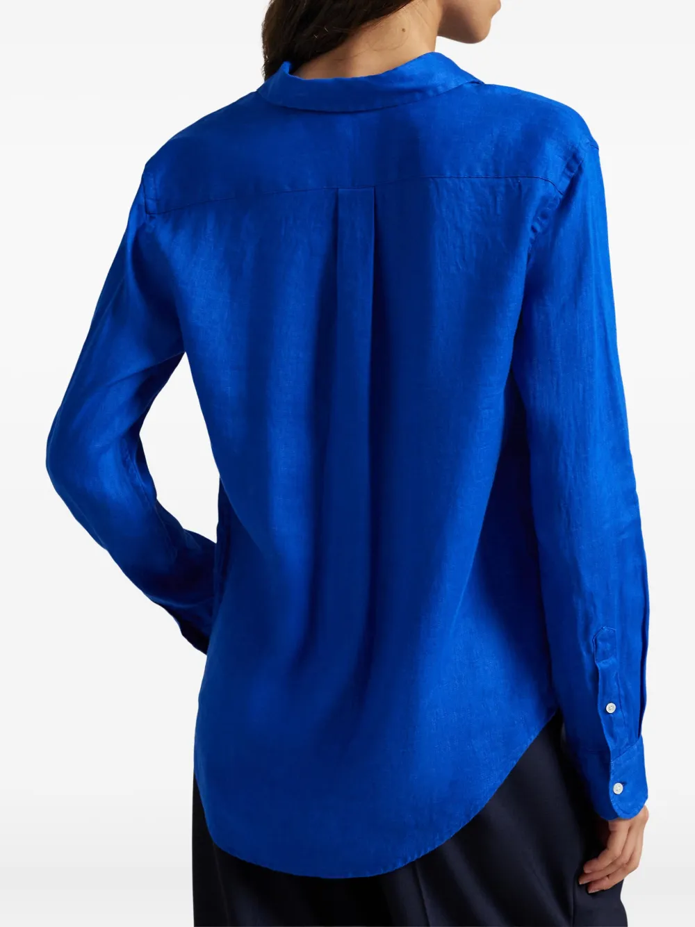 Polo Ralph Lauren Linnen blouse met geborduurd logo Blauw